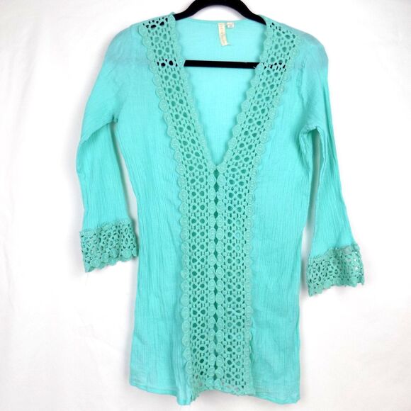 Mango Reef Swim Cover Med Crinkle Embroidery Coastal Cottage (BUNDLE PRICE $5) - Picture 1 of 5